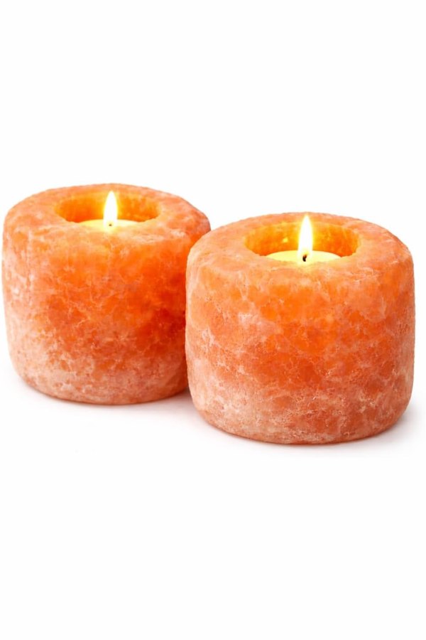Himalayan Salt Candle Holders, Set of 2