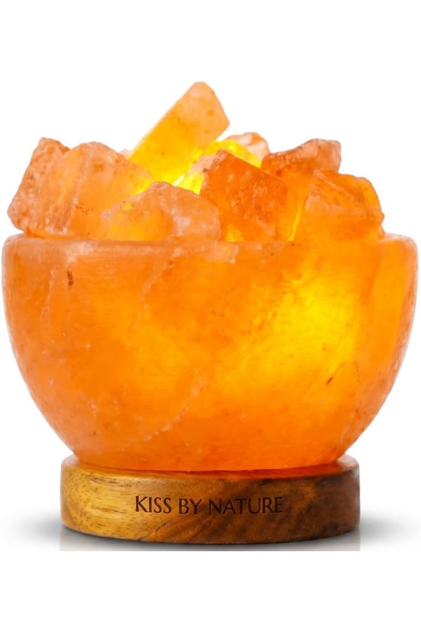 Himalayan Salt Fire Bowl Lamp with Natural Chunks and Dimmer (3–4 kg)